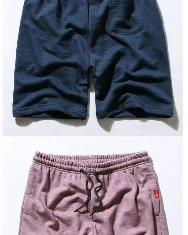 Tide thương hiệu Yu Wenle mùa hè rắn màu thể thao quần short vài phần quần cotton mỏng terry vải mới quần thường quần ống suông nam