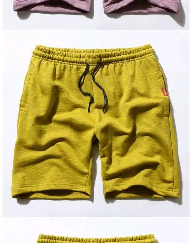 Tide thương hiệu Yu Wenle mùa hè rắn màu thể thao quần short vài phần quần cotton mỏng terry vải mới quần thường quần ống suông nam