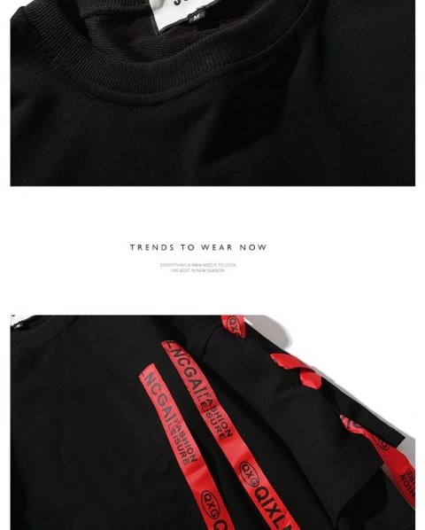 Đường phố châu Âu và Mỹ oversize hip hop hiphop Quần áo hip-hop nam và nữ bf nổi băng thông rộng áo len cổ tròn áo hoodie ngắn tay