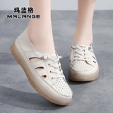 Летняя белая обувь, дышащие сандалии, туфли, из натуральной кожи, мягкая подошва