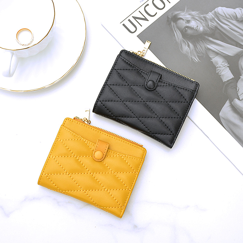 Leather Short Clip Pack Two in One Small Sheep Ms. Dingg Multi-function Little Wallet Folded Chain