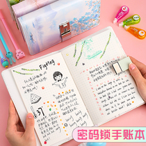 Girl heart with lock hand account book girl heart diary creative hand account password book notebook cute girl Korean Hipster Handbook gift box College student notepad password lock