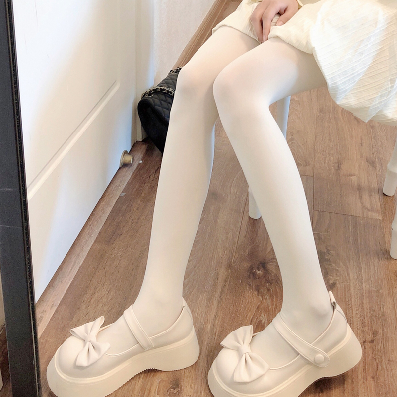 Japanese Style Jk Milk White Pantyhose for Women, Spring and Autumn, Skin-Colored Stockings, Velvet Lolita White Leggings
