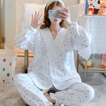 Pregnant womens pajamas Moon clothes Autumn 10 months 11 spring and autumn winter postpartum cotton thick sandwich nursing moon clothes