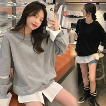 Pregnant women Autumn Sweater Dress spring and autumn models 2021 new autumn fashion casual jacket women Net red fake two pieces