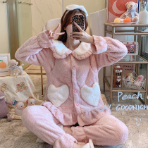 Pregnant womens pajamas Moon clothes Autumn October 11 spring and autumn winter postpartum pure cotton thick nursing warm set