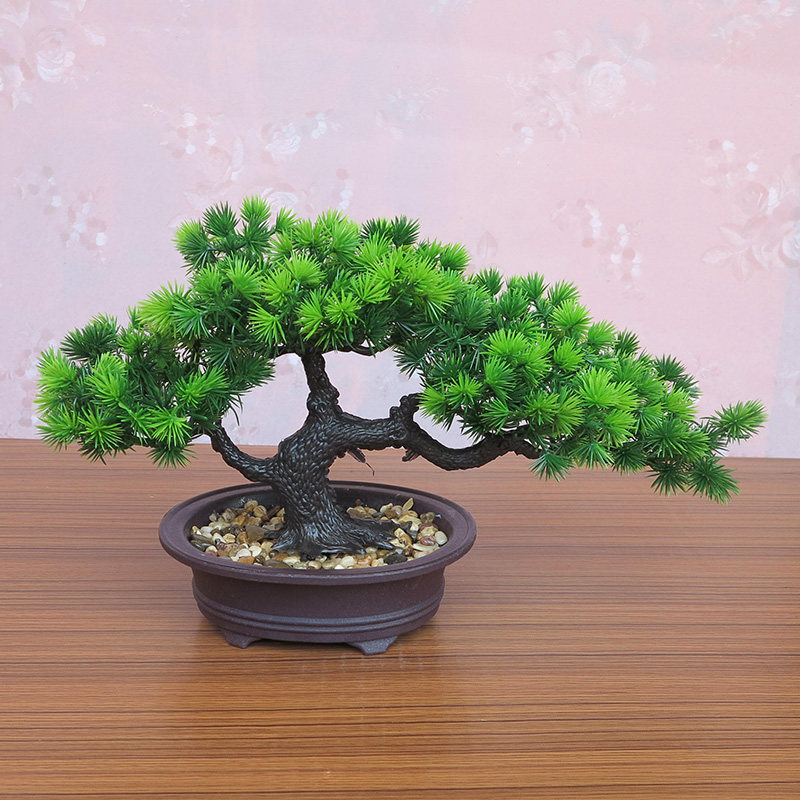 Simulation welcome pine tree bonsai indoor desktop decoration fake flower plant small potted living room green plant decoration ornaments