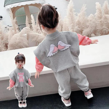 Girls' autumn clothes two-piece foreign style 2022 new spring and autumn children's Korean version 1 year old 3 children's clothes girl baby suit