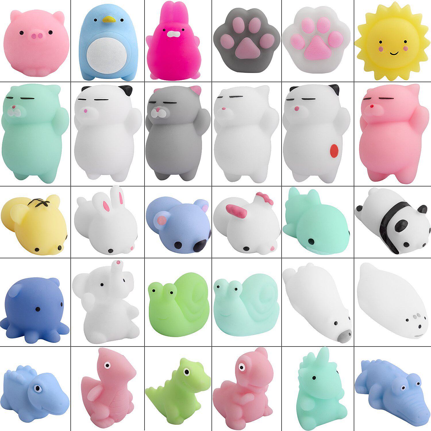 Cute animals pinch creative and pressure reducing children unpressurized venting group small gift toys (random 30)