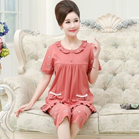 Đồ ngủ trung niên mùa hè cotton tay ngắn XL lỏng bảy quần hai mảnh phù hợp với đồ ngủ mẹ dịch vụ tại nhà - Bộ Pajama do bo dep