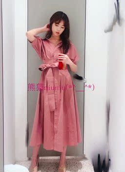 Simple beauty! heavy collection, unique + pure round s home waist long shirt dress