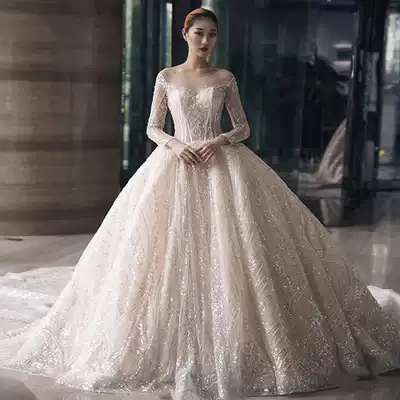 Mori light wedding dress 2021 new bride temperament Net red shake sound female simple Hepburn Starry Sky French thin dream