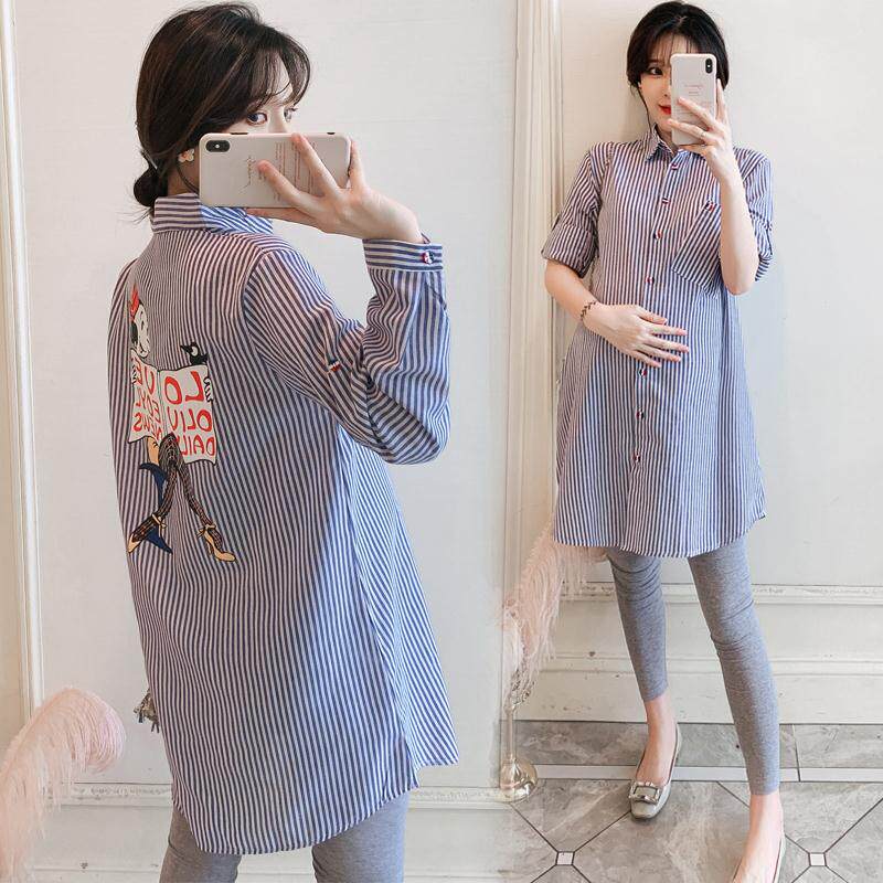 Maternity Autumn Suit Fashion 2022 New Western Spring and Autumn Tops Large Size Shirt Long Sleeve Loose Dress