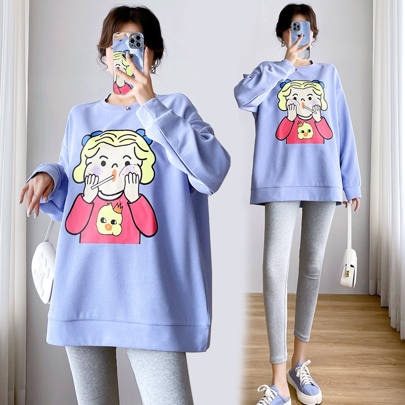 Maternity Autumn Suit Top Autumn Fashion Loose Long Sleeve Maternity Dress Autumn and Winter Casual Tops Women