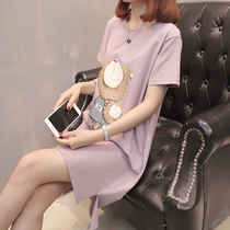 Pregnancy Woman Dress Summer Fashion Blouse Summer Fashion Big Code Pregnant Woman T-Shirt With Long Tide Moms Loose Pregnant Woman With Dress Skirt