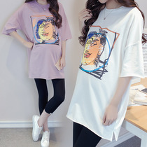 Pregnant woman T-shirt Summer Clothing Suit Fashion style 2021 Summer out Relaxed Casual Two Sets Big Code Short Sleeve Blouse