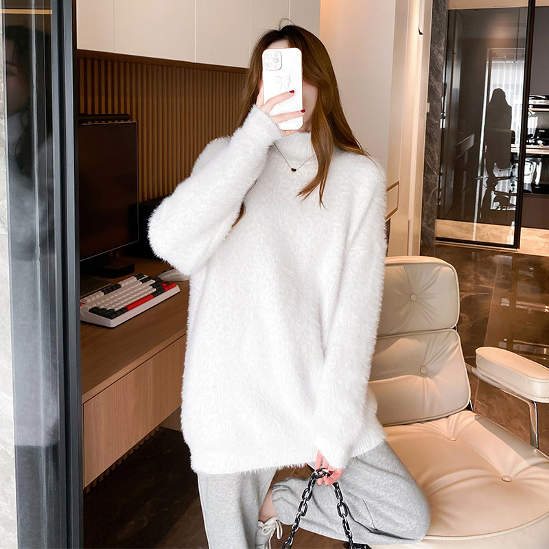 Pregnancy Woman Dress Sweater Dresses Autumn Winter Clothing Loose Medium Long Version Thickened high collar Waterloo headsweaters Knitted Shirts Women Dress