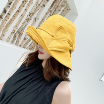 Hat female spring summer Korean version of Joker travel sunshade cap sun protection UV big edge cover Japanese fishermans hat