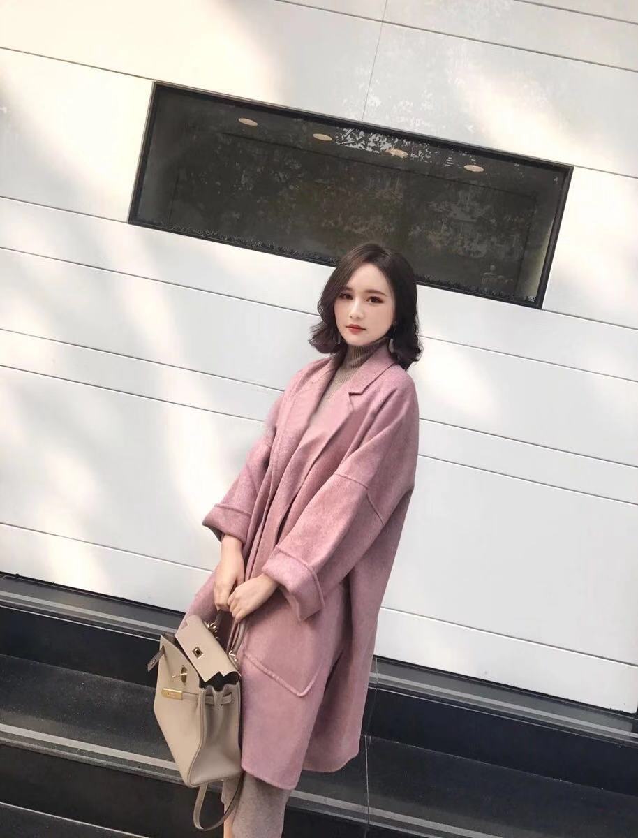 2018 phổ biến mới len cashmere hai mặt áo dài phần lỏng lẻo Áo khoác len gió Hepburn nữ mùa đông áo dạ nữ dáng dài hàn quốc
