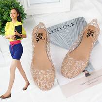 Summer womens shoes Beach flat-bottomed birds nest hole shoes plastic crystal jelly shoes hollow mesh sandals mother single shoes