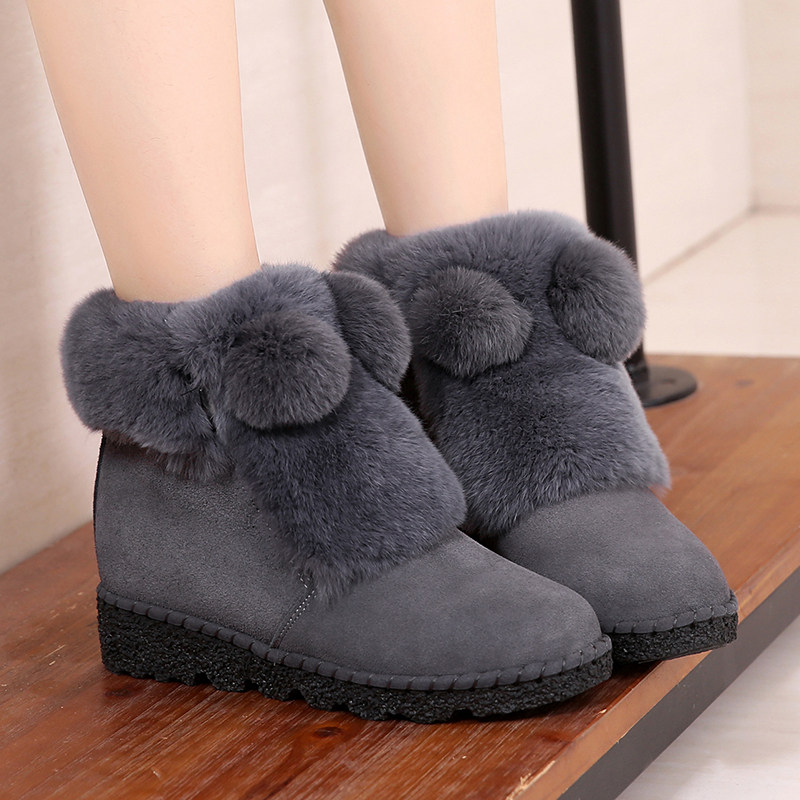 New interior heightening large size size snow ground boots female 41-43 spring plus suede thickened 40 wool cotton shoes 2022 short boots female