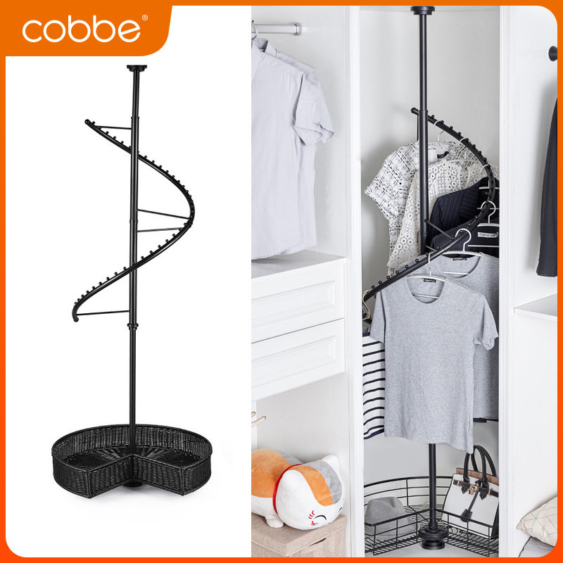 Kabe wardrobe hanging trousers rack S-shaped rotating hanger pull basket 360-degree corner cloakroom household storage storage