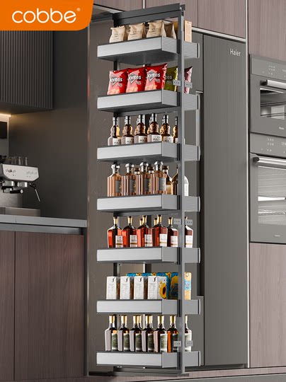 卡贝新款厨房大怪物高柜零食拉篮橱柜高深天地抽屉夹缝联动置物架