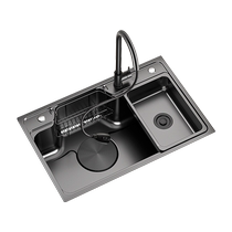 Pre] Cabei 304 stainless steel sink dishwashing basin kitchen dishwashing sink household Japanese style large single-slot undercounter basin