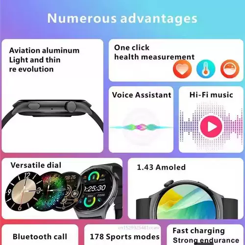 Умные часы QX10 1,43-дюймовый Amoled Bluetooth-умные часы для звонков