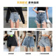 黑色牛仔短裤女毛边高腰夏季2025新款a字显瘦辣妹破洞热裤小个子