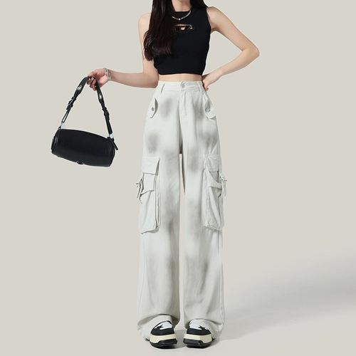 Осенние джинсы, штаны, дизайнерские приталенные леггинсы, в американском стиле, высокая талия, свободный прямой крой