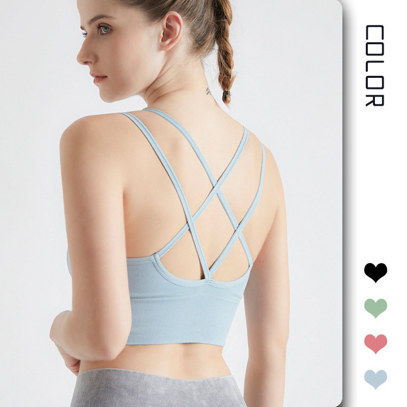lulù harness lingerie shoulder strap sport yoga 100 lap vest woman with chest cushion cross beauty back underwear breathable bra