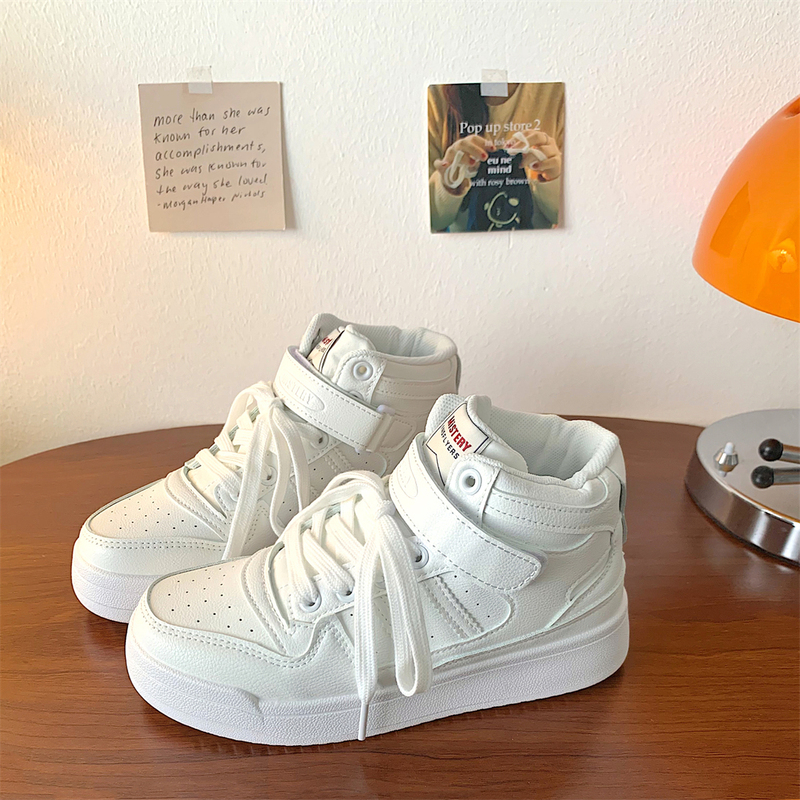 High-Top Shoes for Women, 2026 Autumn New Style Sneakers, Thick-Soled Velcro White Shoes, Versatile Student Sneakers, Trendy High-Top Shoes for Women, 2026 Autumn New Style Sneakers, Thick-Soled Velcro White Shoes, Versatile Student Sneakers, Trendy
