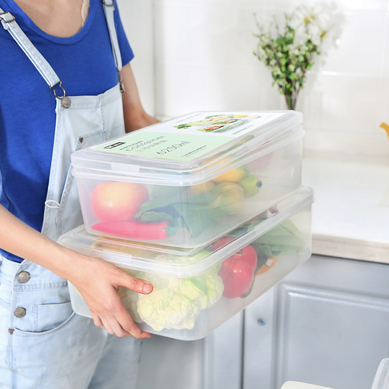 Revitalize rectangular transparent crisper refrigerator special large-capacity freezer storage box commercial food-grade plastic box