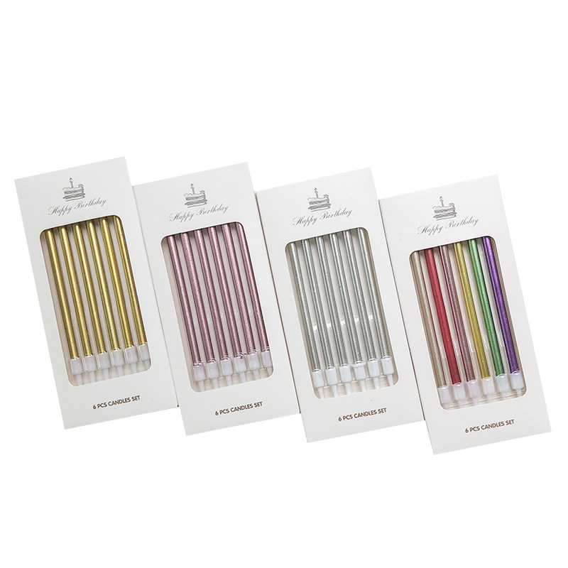 Net Red High Quality Gold Plated Birthday Candle Plated Slim Wedding Happy Birthday Golden Long Rod Pencil Cake Wax