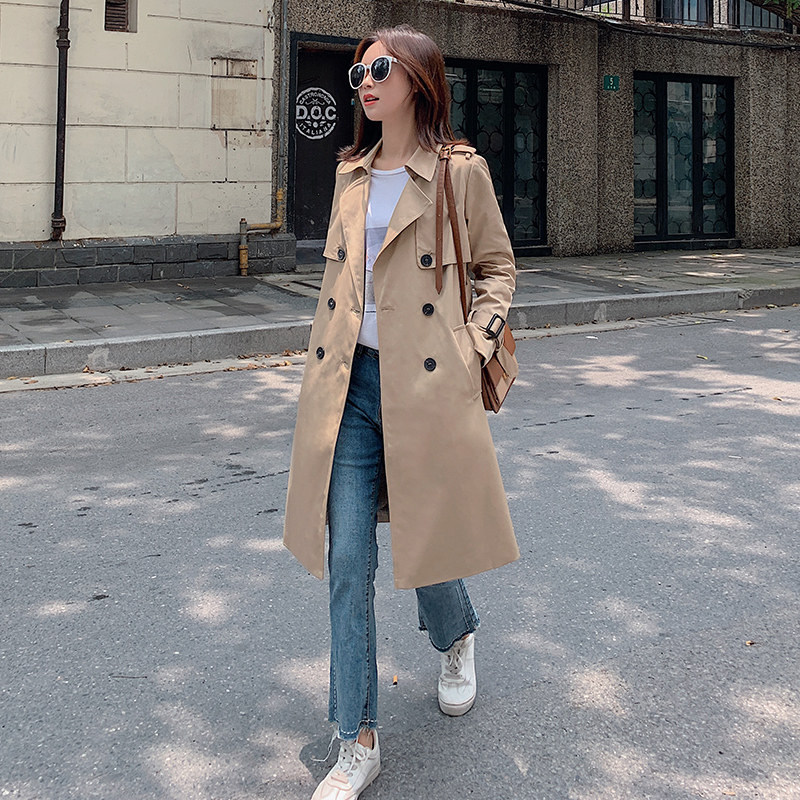Wind clothes woman medium long version 2022 Spring loaded with new pop Inn Wind waitmore Long version over knee spring autumn season jacket