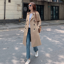 Trench coat women long 2021 autumn new popular English style waitmore long knee spring autumn coat