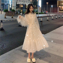 French dress womens early autumn 2021 new Korean version of the net red skirt medium long section over the knee fairy skirt long sleeve