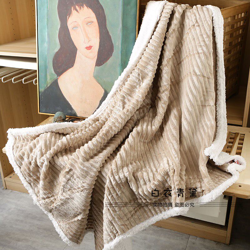 Плед 太tm舒服了！法兰绒+羊羔绒！出口欧美家居毛毯保暖舒适绒毯毛毯 No brand