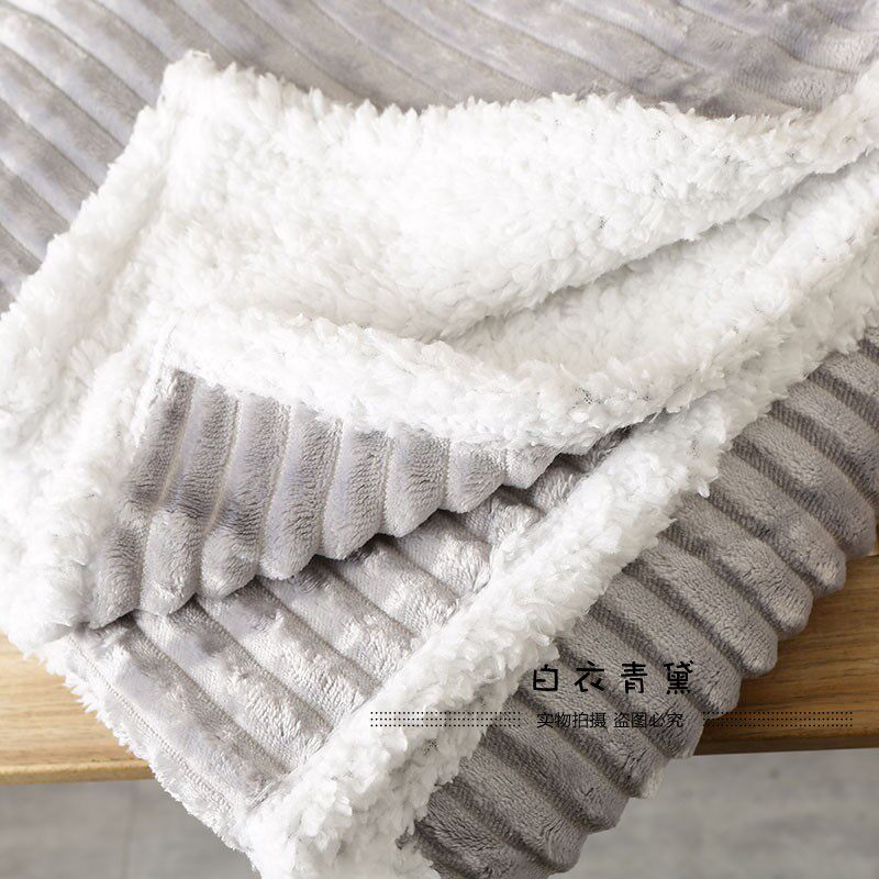 Плед 太tm舒服了！法兰绒+羊羔绒！出口欧美家居毛毯保暖舒适绒毯毛毯 No brand