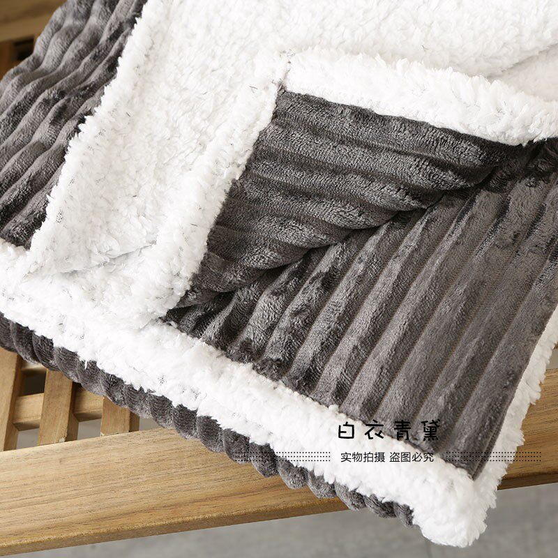 Плед 太tm舒服了！法兰绒+羊羔绒！出口欧美家居毛毯保暖舒适绒毯毛毯 No brand