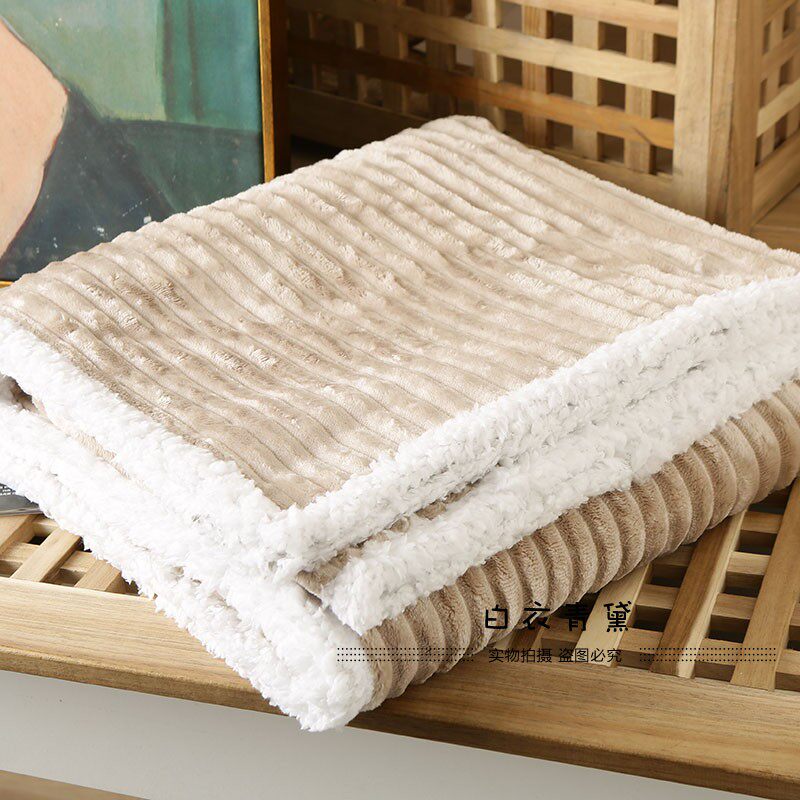 Плед 太tm舒服了！法兰绒+羊羔绒！出口欧美家居毛毯保暖舒适绒毯毛毯 No brand