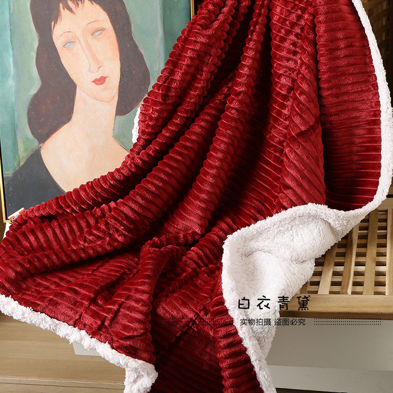 Плед 太tm舒服了！法兰绒+羊羔绒！出口欧美家居毛毯保暖舒适绒毯毛毯 No brand