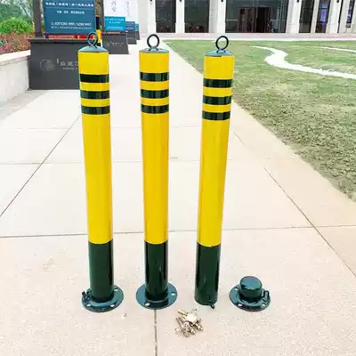 Thickened reflective warning column steel pipe anti-collision column movable road pile removable with lock isolation column iron column