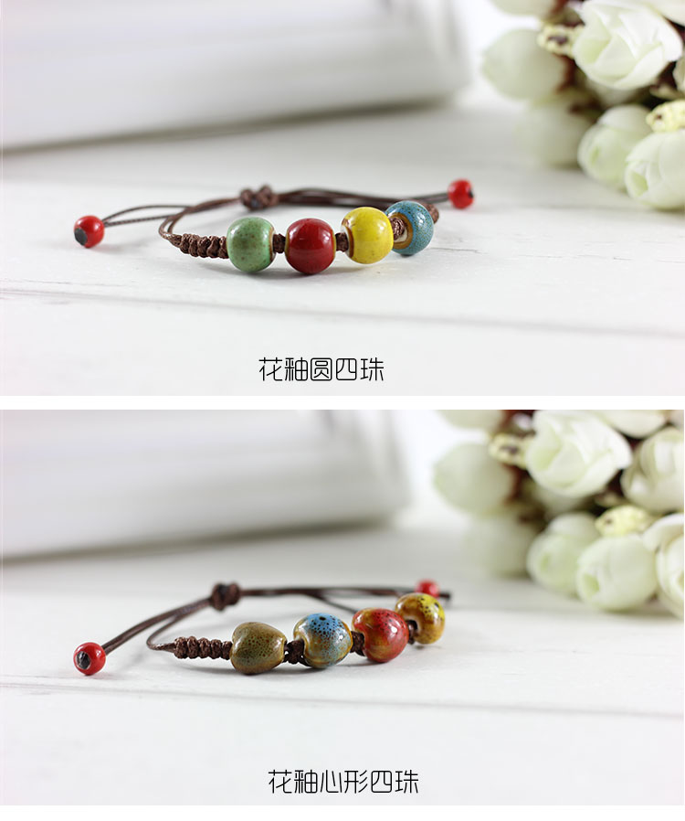 Vòng tay gốm sứ màu xanh và trắng phong cách bạn gái cặp đôi nữ sinh viên Đồ trang sức gốm thủ công một nhân dân tệ bán hàng trực tiếp đá thạch anh tóc vàng