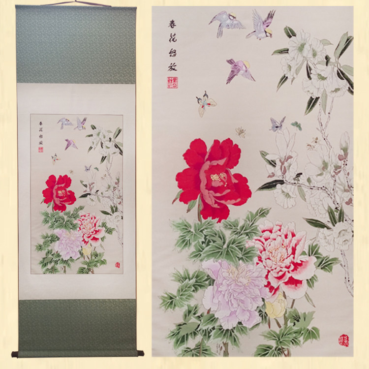 Shu Brocade Mulberry Silk Spring Flowers Fury Non Embroidery China Wind Foreign Gift Ba Shu Featured Culture Handmade Shu Embroidery