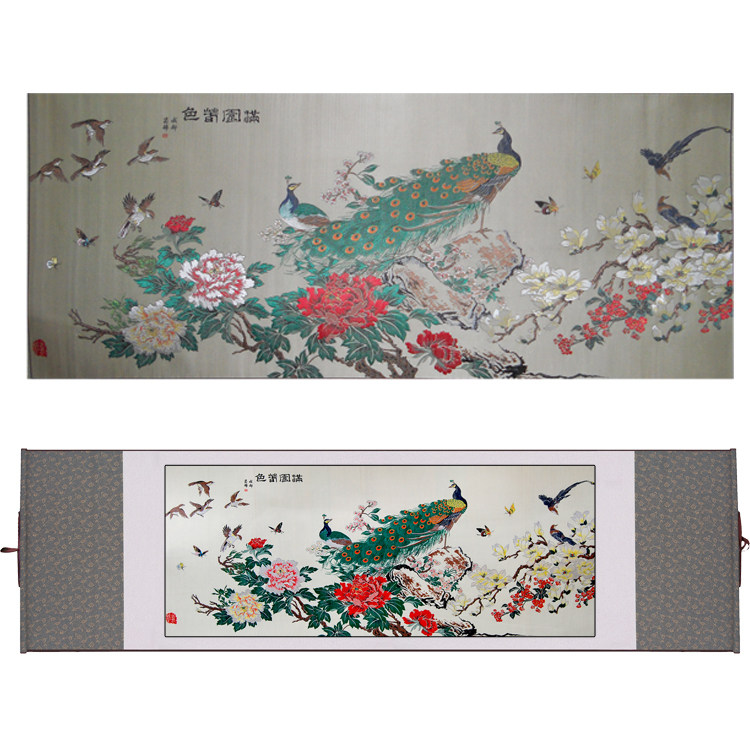 Full Garden Spring Scenery Ancient Shu Brocade Sichuan Characteristic Cultural Handicrafts Foreign Affairs Commemorative Gift Scroll Hanging Paintings for Foreigners