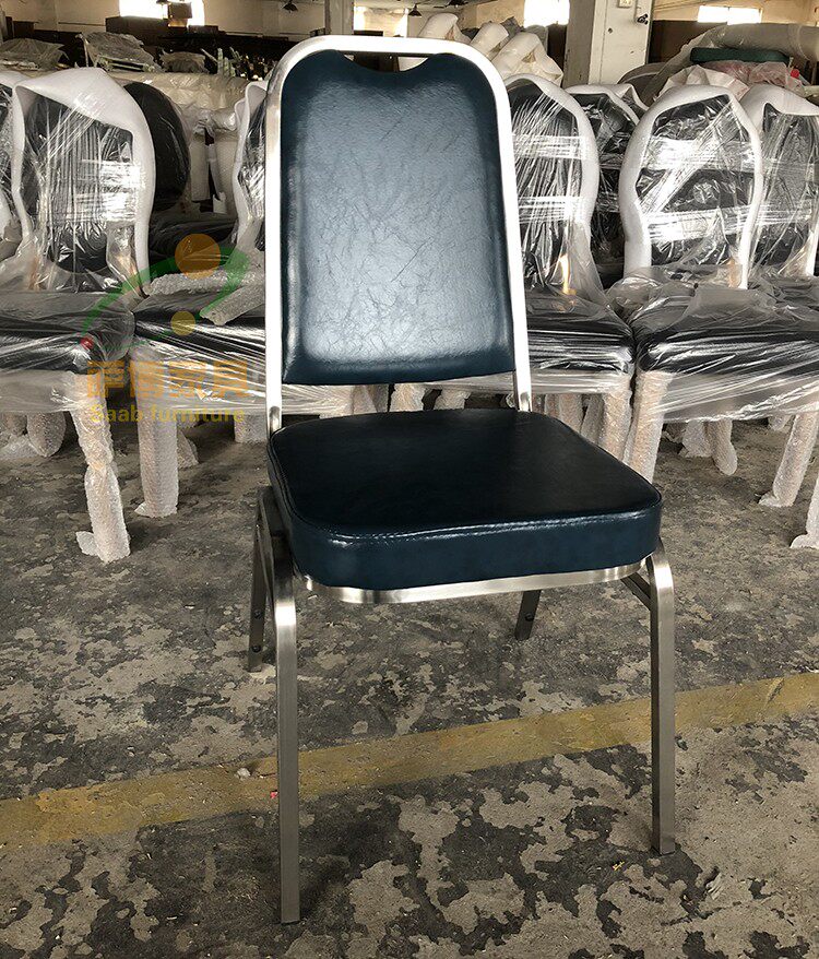Stainless steel banquet chair high back chair military chair high-end restaurant winery restaurant chair VIP wheelchair