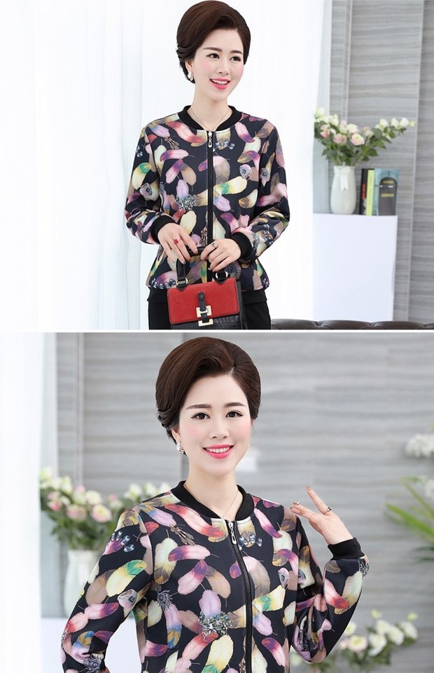 Áo sơ mi nữ trung niên mùa xuân áo khoác ngắn mùa xuân 40-50 tuổi size áo mùa xuân và mùa thu áo sơ mi nữ trung niên thời trang tuổi trung niên u50