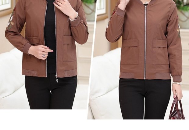 Áo khoác mẹ mùa xuân và mùa thu 40-50 tuổi Áo khoác nữ mùa xuân áo khoác ngoài cho phụ nữ trung niên áo gió ngắn áo trung niên